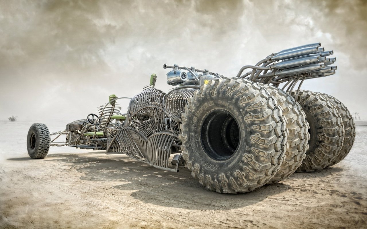 Обои колеса, пустыня, авто, деревье, каркас, безумный макс, wheel, desert, auto, f, frame, mad max разрешение 1920x1200 Загрузить