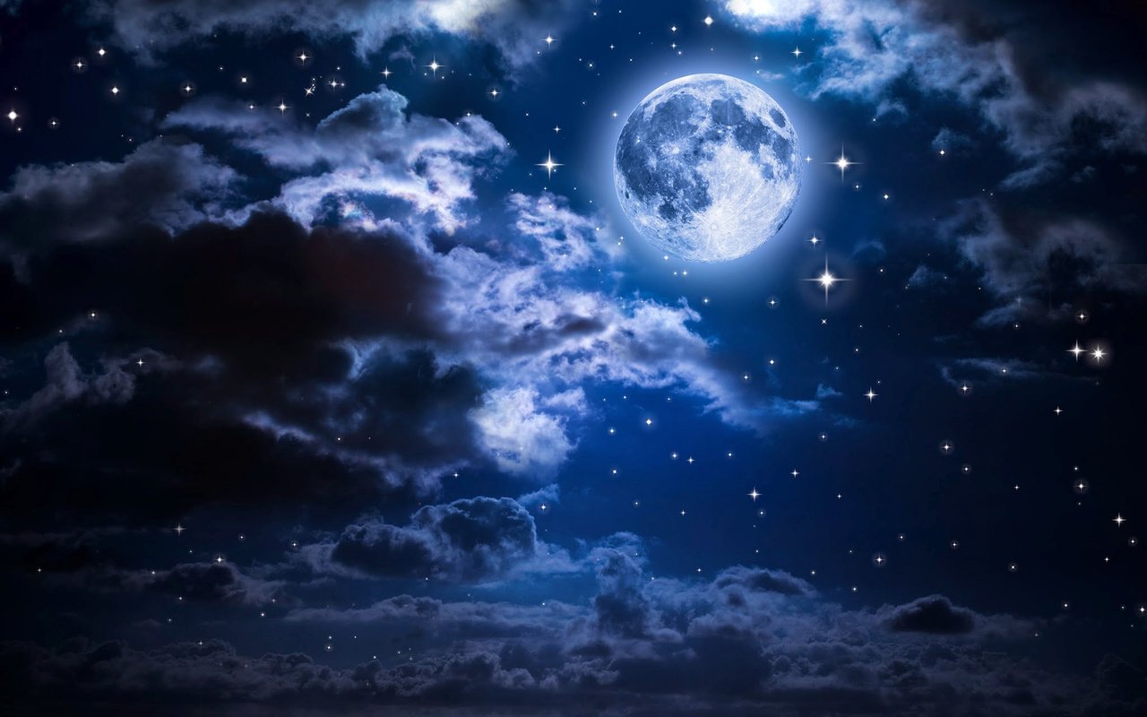 Обои облака, ночь, луна, лунный свет, christophe.t, clouds, night, the moon, moonlight разрешение 1920x1200 Загрузить
