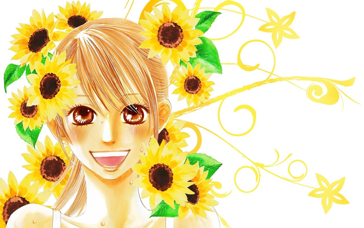 Обои цветы, девушка, аниме, яркая чихая, flowers, girl, anime, bright sneezing разрешение 1920x1200 Загрузить