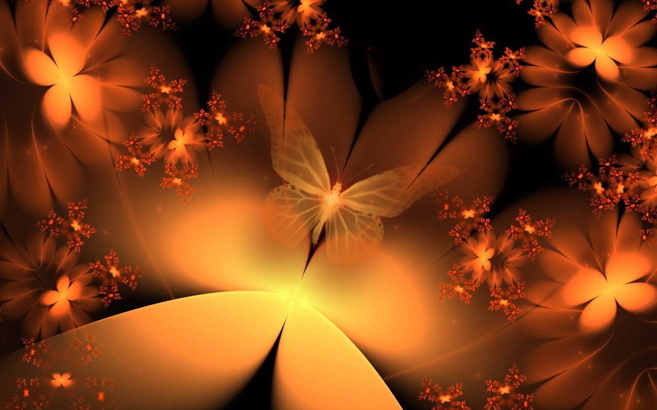 Обои цветы, абстракция, цвет, бабочка, flowers, abstraction, color, butterfly разрешение 1920x1080 Загрузить