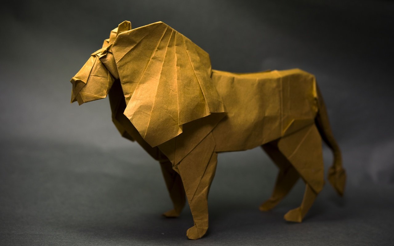 Обои бумага, оригами, лев, paper, origami, leo разрешение 7006x4676 Загрузить