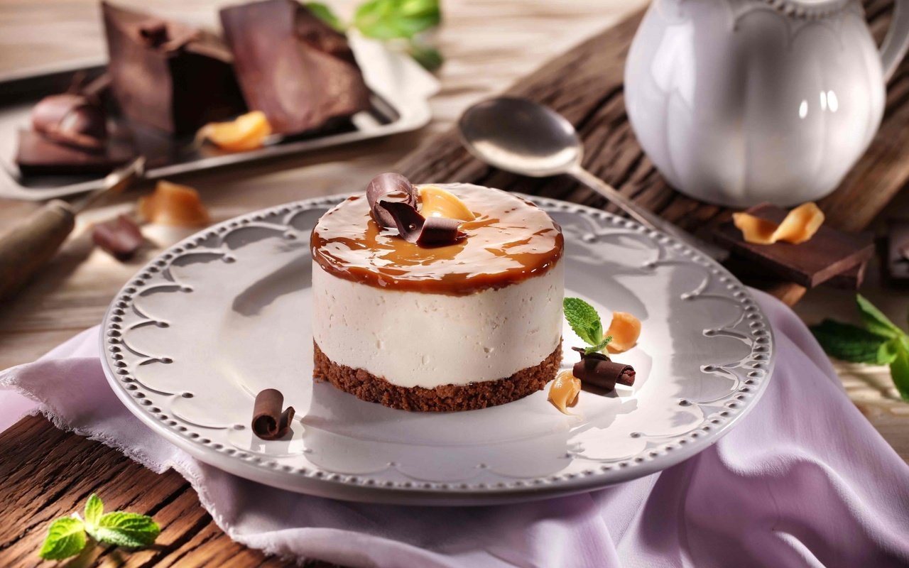 Обои мята, шоколад, десерт, карамель, пирожное, десерт., mint, chocolate, dessert, caramel, cake разрешение 3840x2160 Загрузить