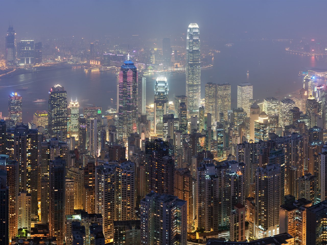 Обои пейзаж, небоскребы, гонконг, landscape, skyscrapers, hong kong разрешение 4250x1844 Загрузить