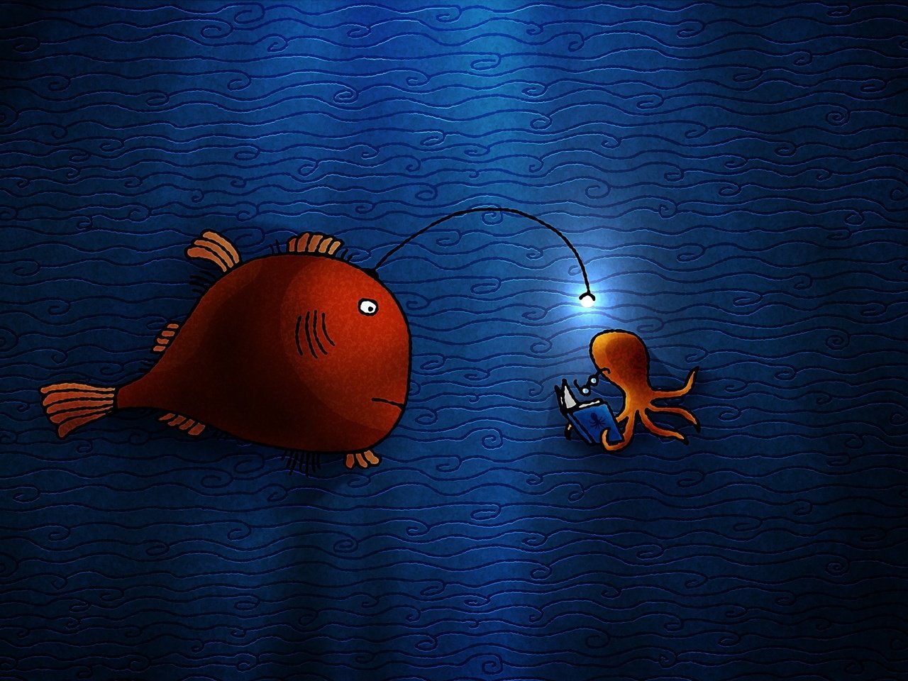 Обои рисунок, рыба, огонек, figure, fish, light разрешение 2560x1600 Загрузить