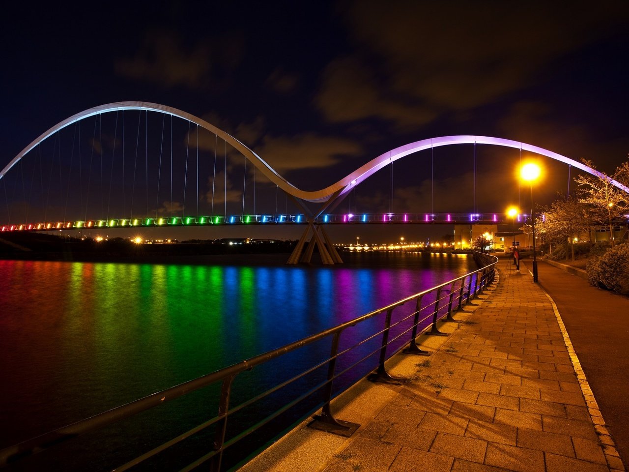 Обои ночь, река, мост, night, river, bridge разрешение 2560x1600 Загрузить