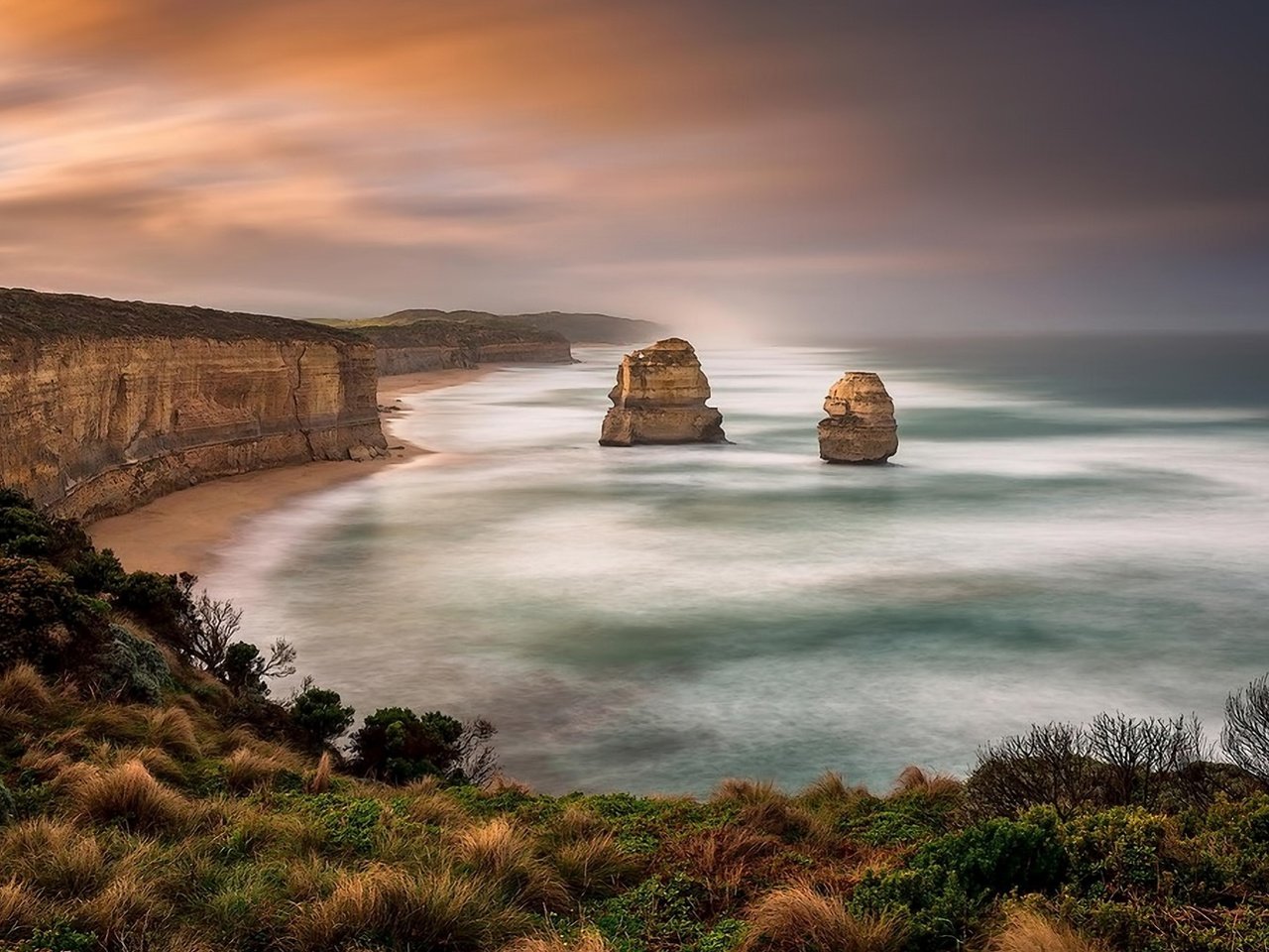 Обои закат, пейзаж, побережье, австралия, sunset, landscape, coast, australia разрешение 1920x1080 Загрузить