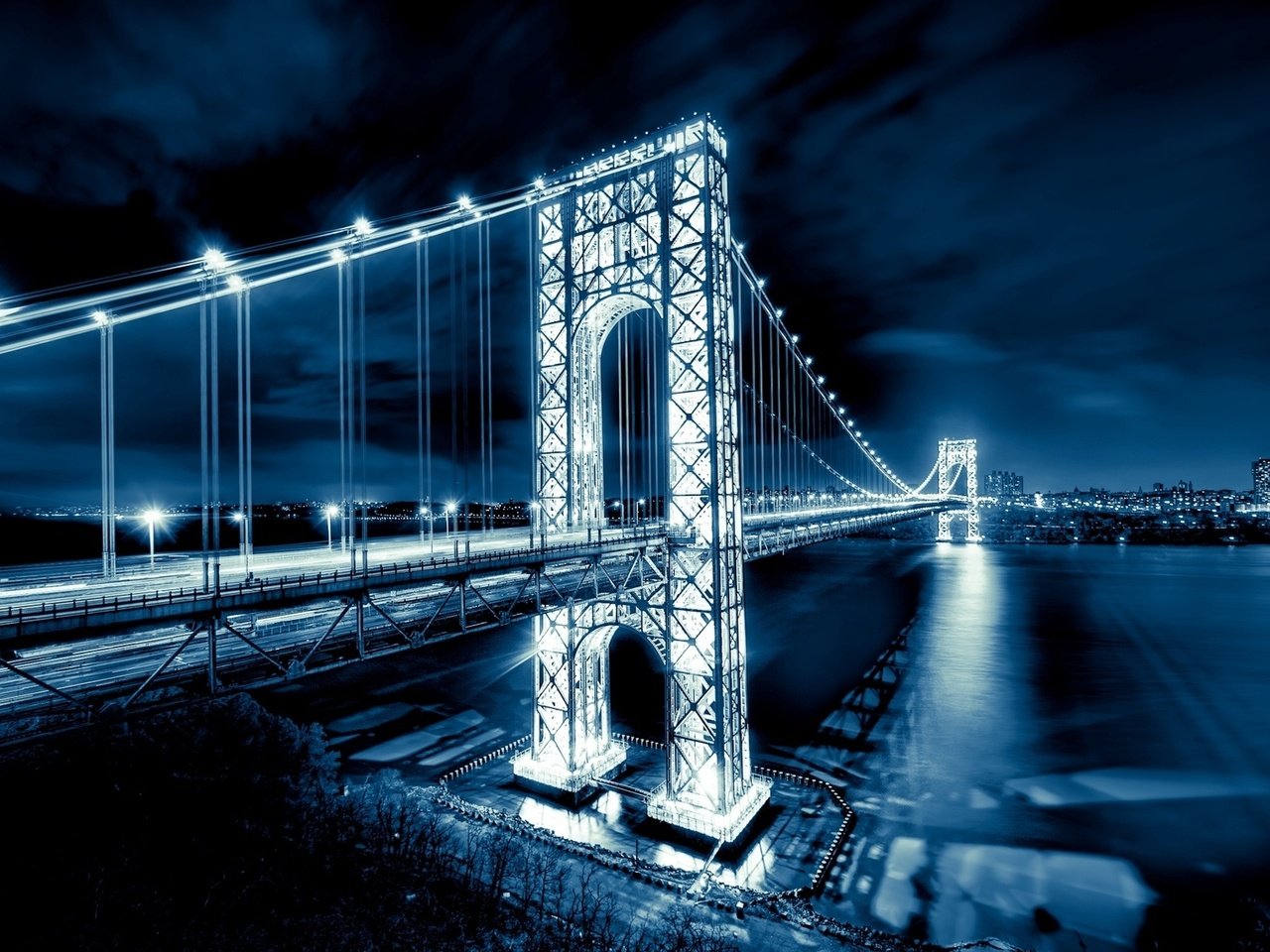 Обои манхеттен, нью-джерси, мост джорджа вашингтона, george washington bridge, manhattan, new jersey, the george washington bridge разрешение 1920x1200 Загрузить