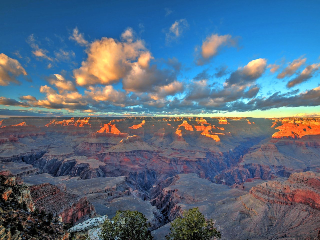 Обои горы, закат, пейзаж, сша, аризона, grand canyon national park, mountains, sunset, landscape, usa, az разрешение 2048x1361 Загрузить