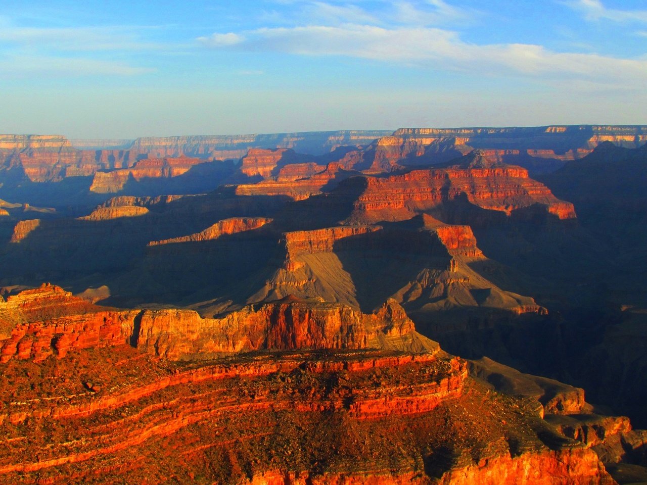 Обои горы, закат, каньон, сша, аризона, grand canyon national park, mountains, sunset, canyon, usa, az разрешение 2048x1314 Загрузить