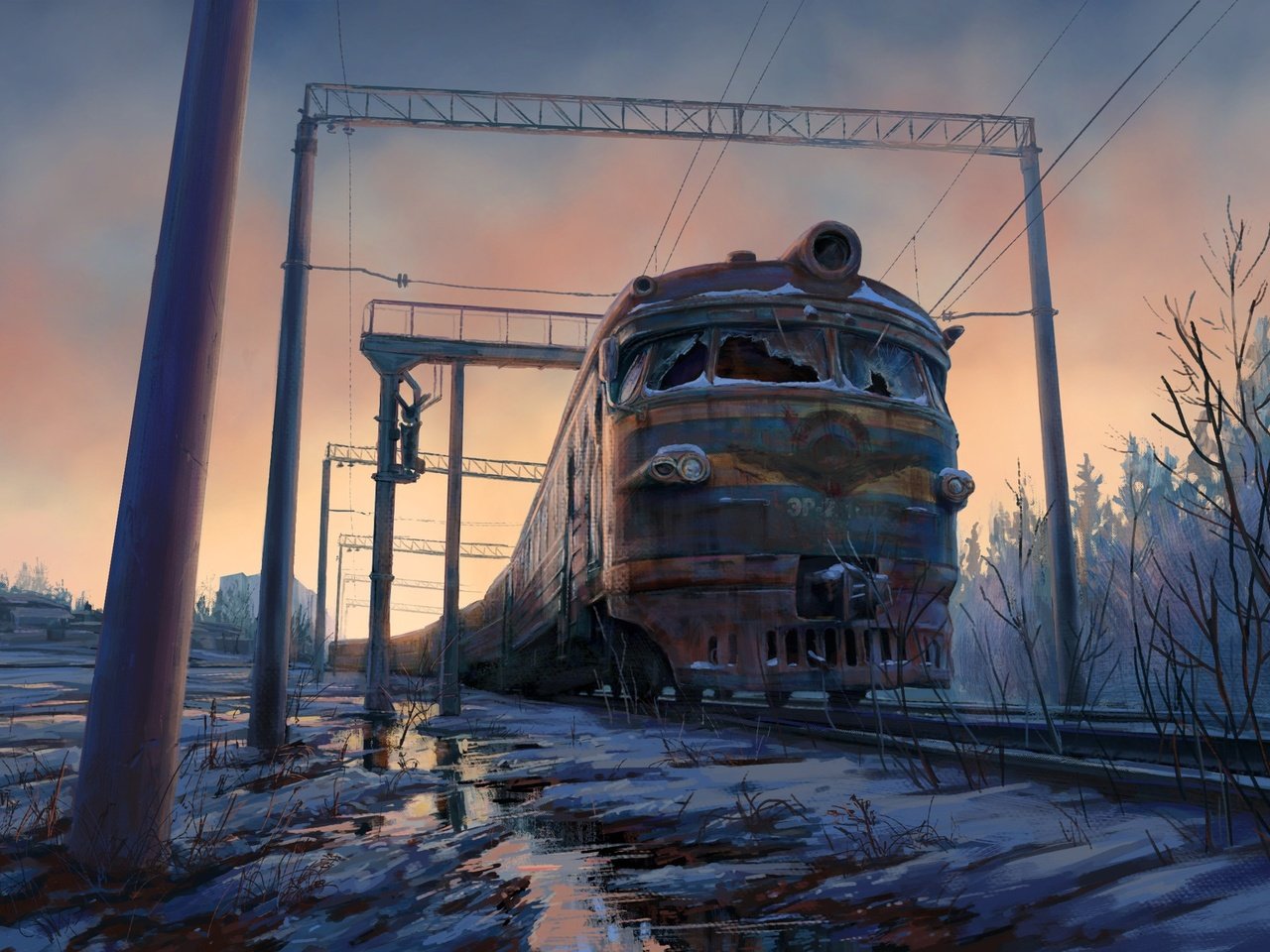 Обои снег, зима, поезд, электричка, snow, winter, train разрешение 1920x1300 Загрузить