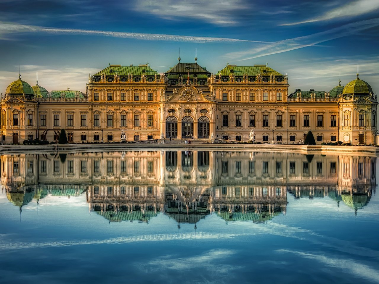 Обои вода, отражение, австрия, вена, бельведер, water, reflection, austria, vienna, belvedere разрешение 2048x1354 Загрузить