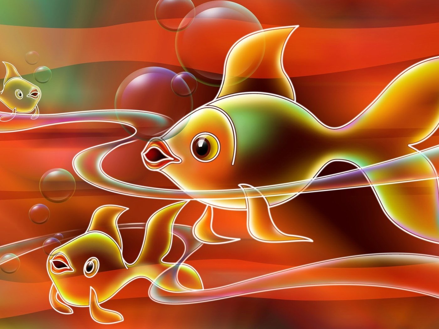 Обои рисунок, рыбки, пузыри, figure, fish, bubbles разрешение 1920x1200 Загрузить