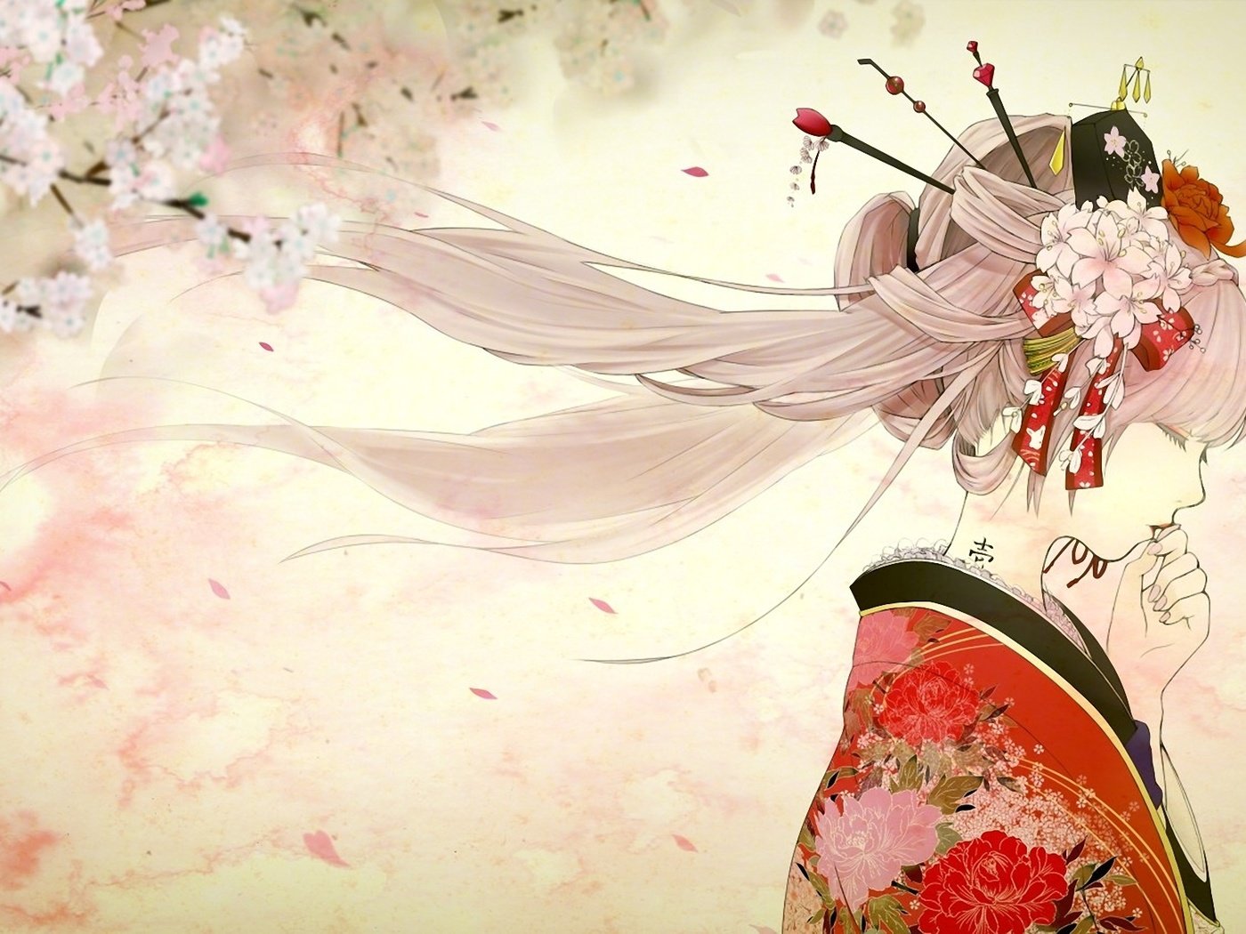 Обои арт, девушка, сакура, кимоно, vesna, tatu, profil, art, girl, sakura, kimono разрешение 1920x1161 Загрузить