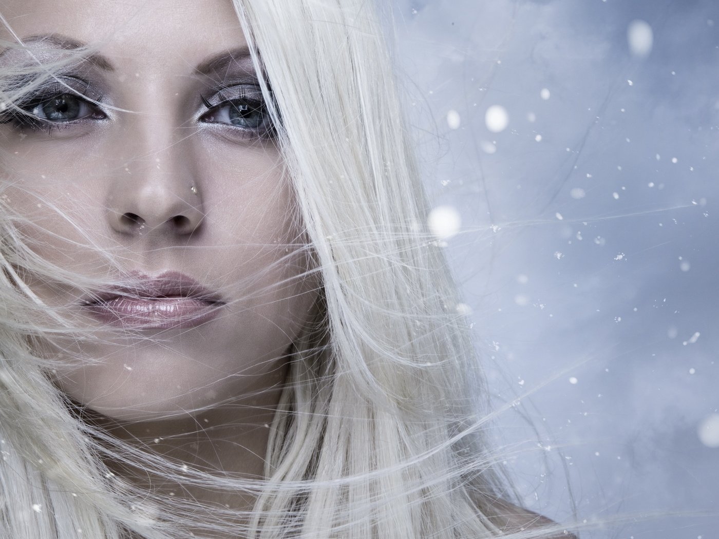 Обои снежинки, взгляд, блондика, snowflakes, look, the blonde разрешение 1920x1200 Загрузить