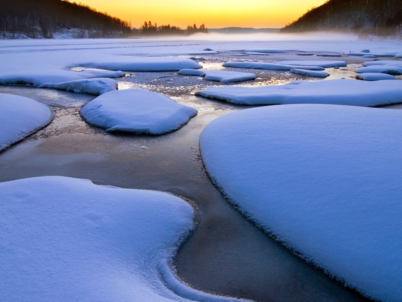 Обои река, снег, зима, river, snow, winter разрешение 1920x1080 Загрузить