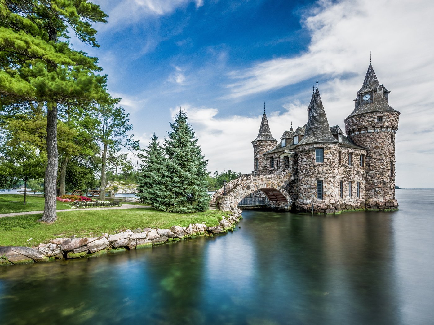 Обои озеро, замок, сша, нью-йорк, остров, boldt castle, alexandria bay, lake, castle, usa, new york, island разрешение 1920x1148 Загрузить