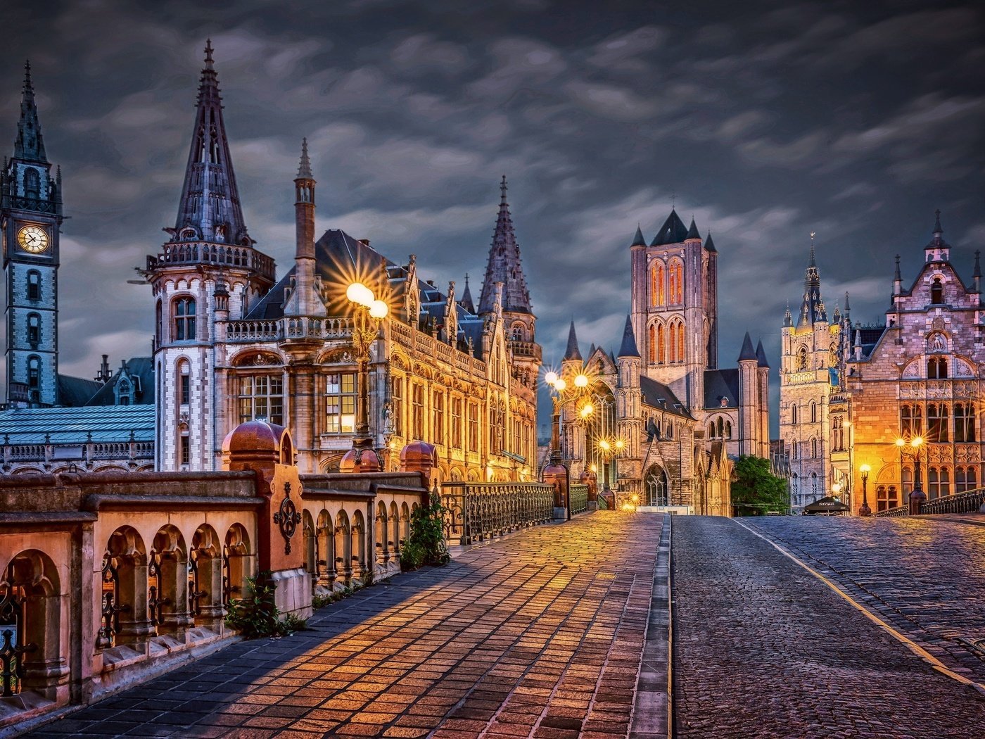 Обои ночь, огни, город, здания, мостовая, бельгия, гент, night, lights, the city, building, bridge, belgium, ghent разрешение 2048x1342 Загрузить