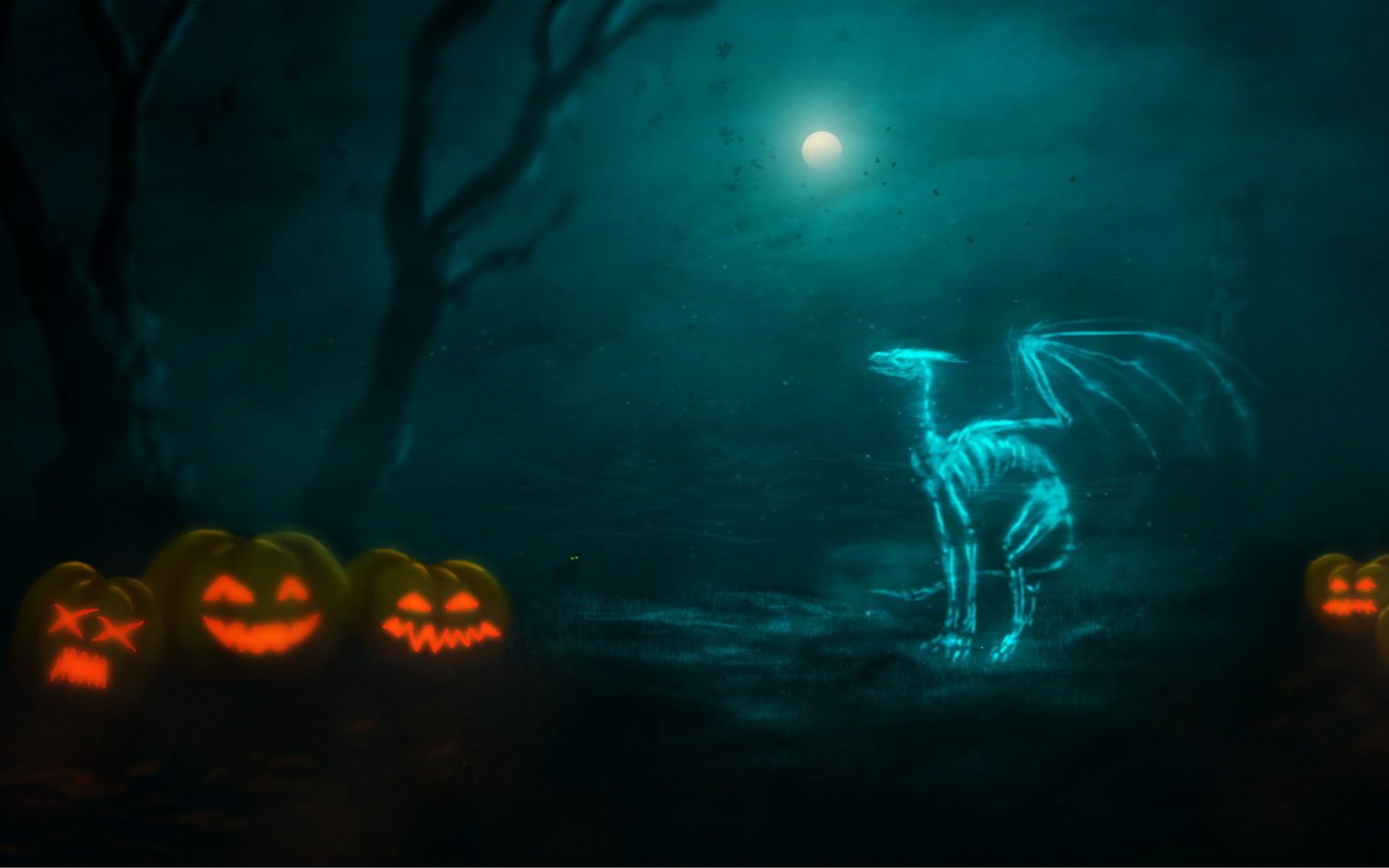 Обои дракон, тыквы, хэлоуин, dragon, pumpkin, halloween разрешение 1920x1200 Загрузить