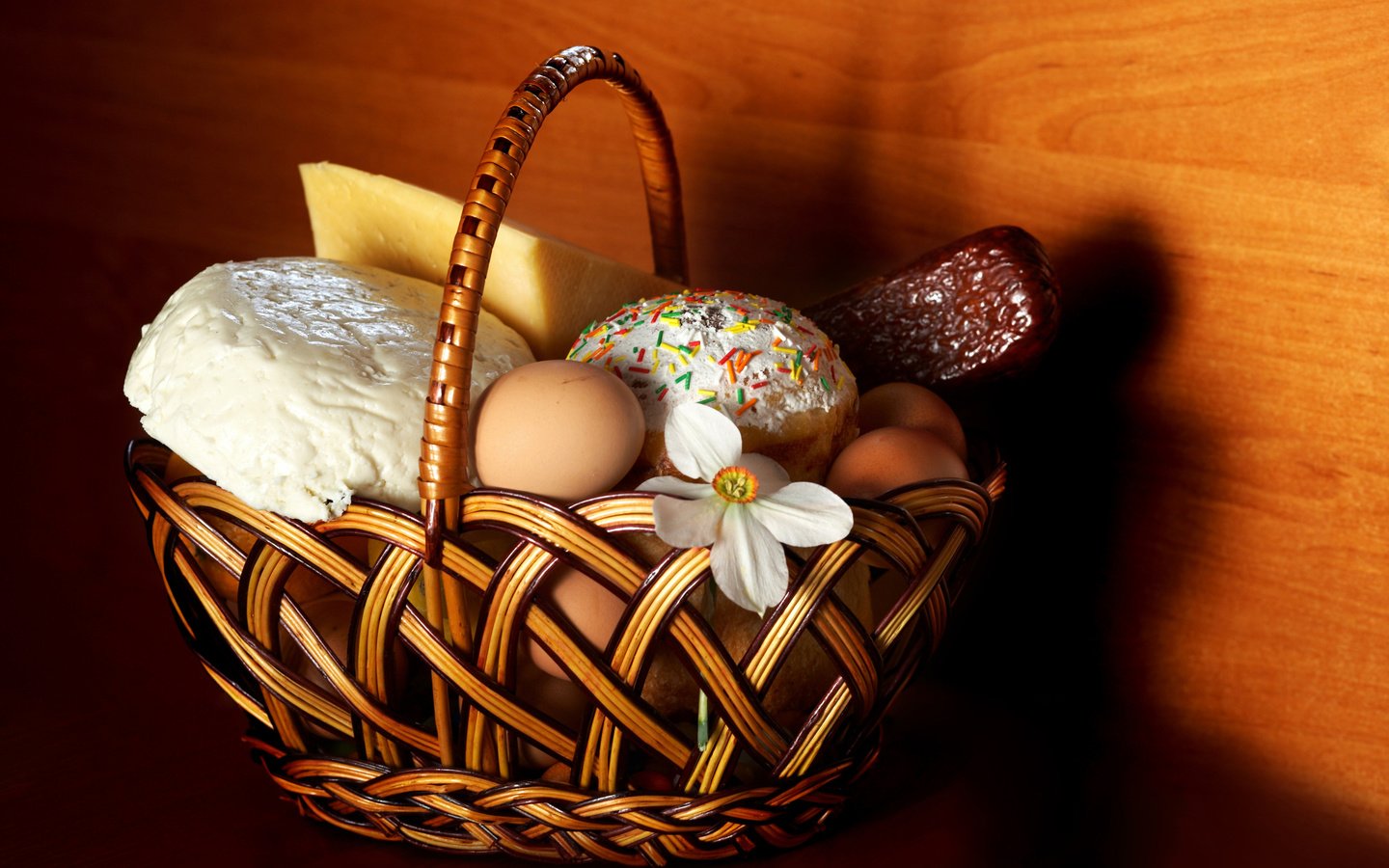 Обои цветы, корзина, пасха, кулич, flowers, basket, easter, cake разрешение 3964x2684 Загрузить