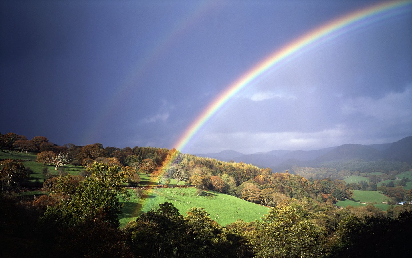 Обои холмы, природа, радуга, hills, nature, rainbow разрешение 1920x1200 Загрузить