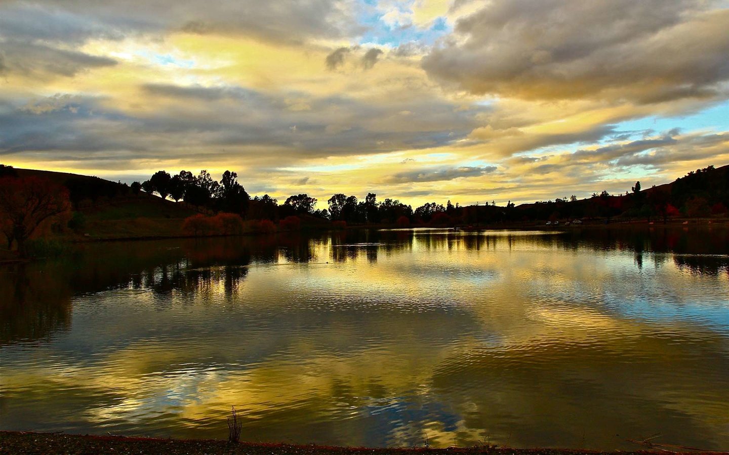 Обои озеро, закат, lake, sunset разрешение 1920x1200 Загрузить