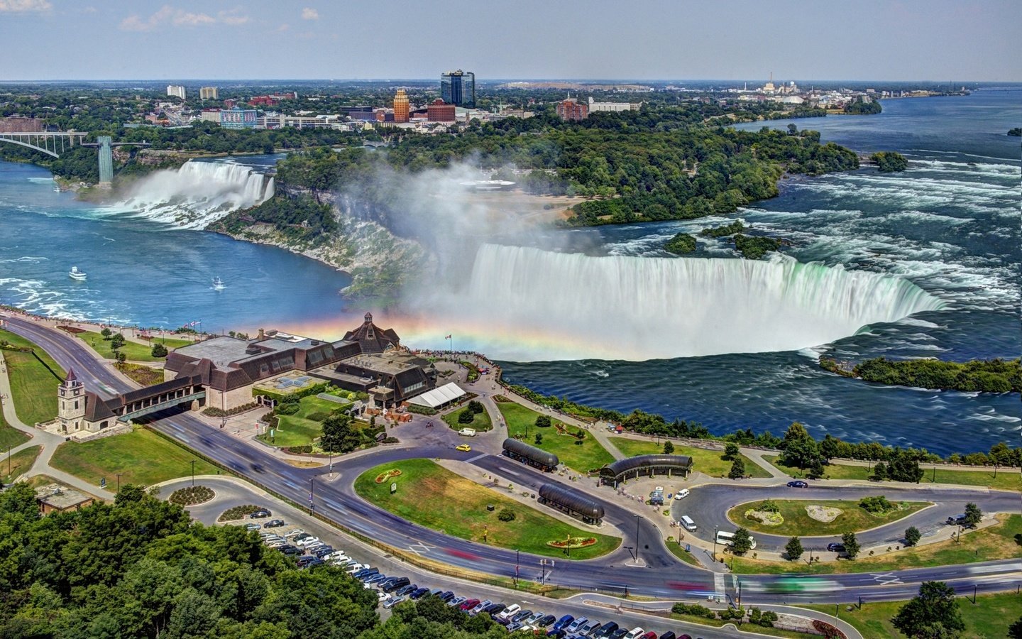 Обои панорама, радуга, канада, онтарио, ниагарский водопад, водопад., panorama, rainbow, canada, ontario, niagara falls, waterfall. разрешение 1920x1200 Загрузить