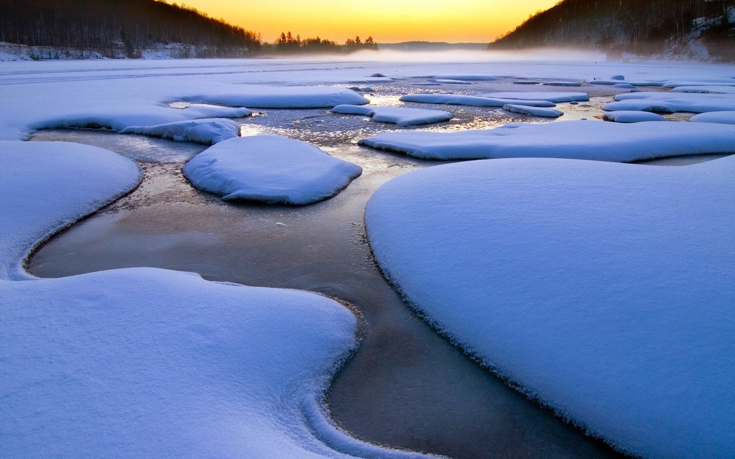 Обои река, снег, зима, river, snow, winter разрешение 1920x1080 Загрузить