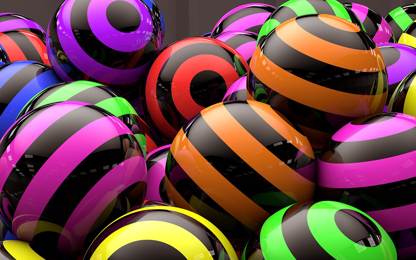 Обои полосы, разноцветные, шарики, рендеринг, 3д, strip, colorful, balls, rendering, 3d разрешение 2560x1440 Загрузить