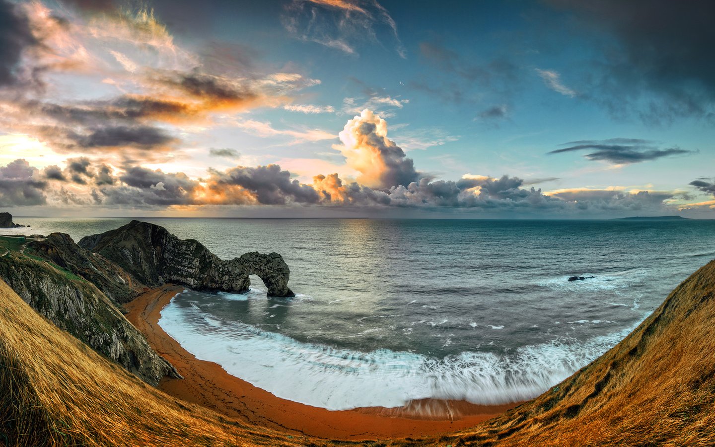 Обои скалы, пейзаж, побережье, океан, англия, арка, durdle door, the narratographer, дердл-дор, rocks, landscape, coast, the ocean, england, arch, deral-dor разрешение 3000x1533 Загрузить