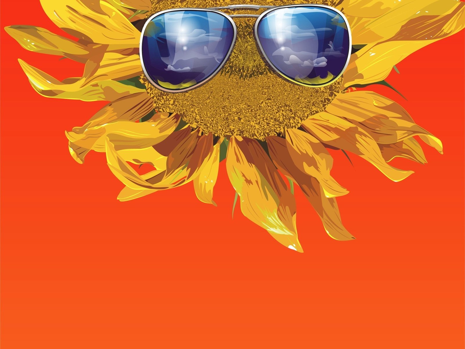 Обои вектор, очки, подсолнух, оранжевый, vector, glasses, sunflower, orange разрешение 1920x1440 Загрузить