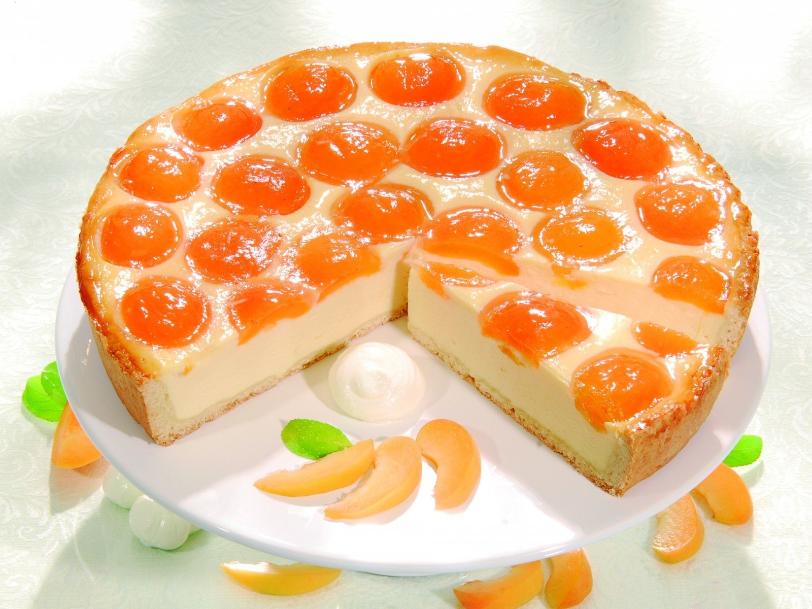 Обои выпечка, торт, пирог, чизкейк абрикосовый, cakes, cake, pie, cheesecake apricot разрешение 1920x1200 Загрузить