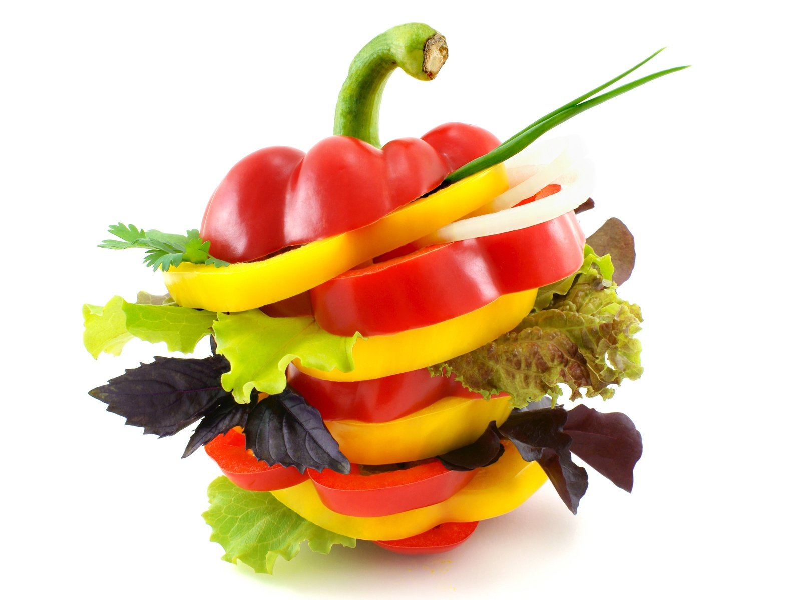 Обои зелень, листья, овощи, перец, салат, паприка, базилик, greens, leaves, vegetables, pepper, salad, paprika, basil разрешение 3500x2492 Загрузить
