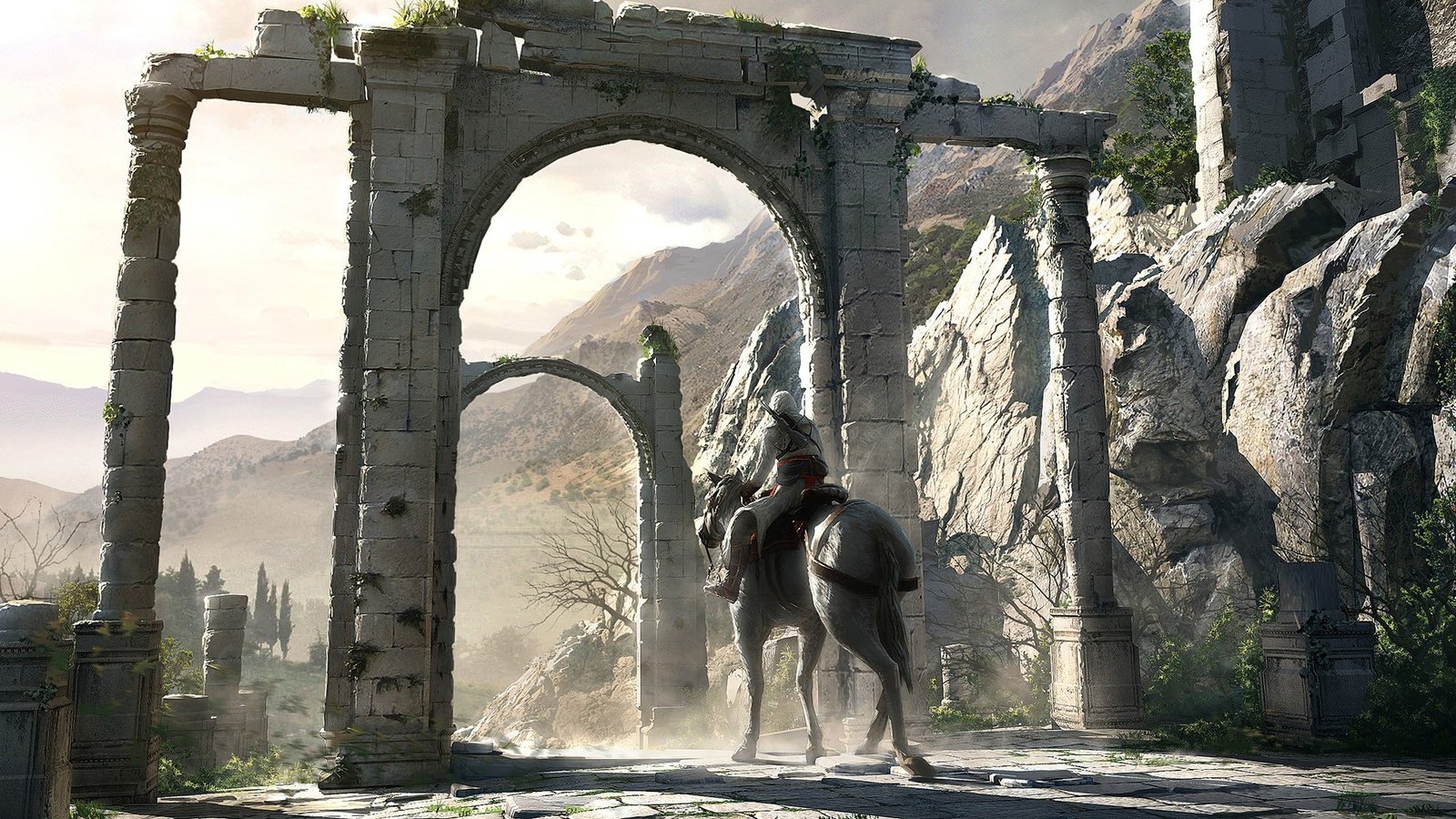 Обои assassins creed, всадник, ворота, руины, rider, gate, ruins разрешение 1920x1200 Загрузить