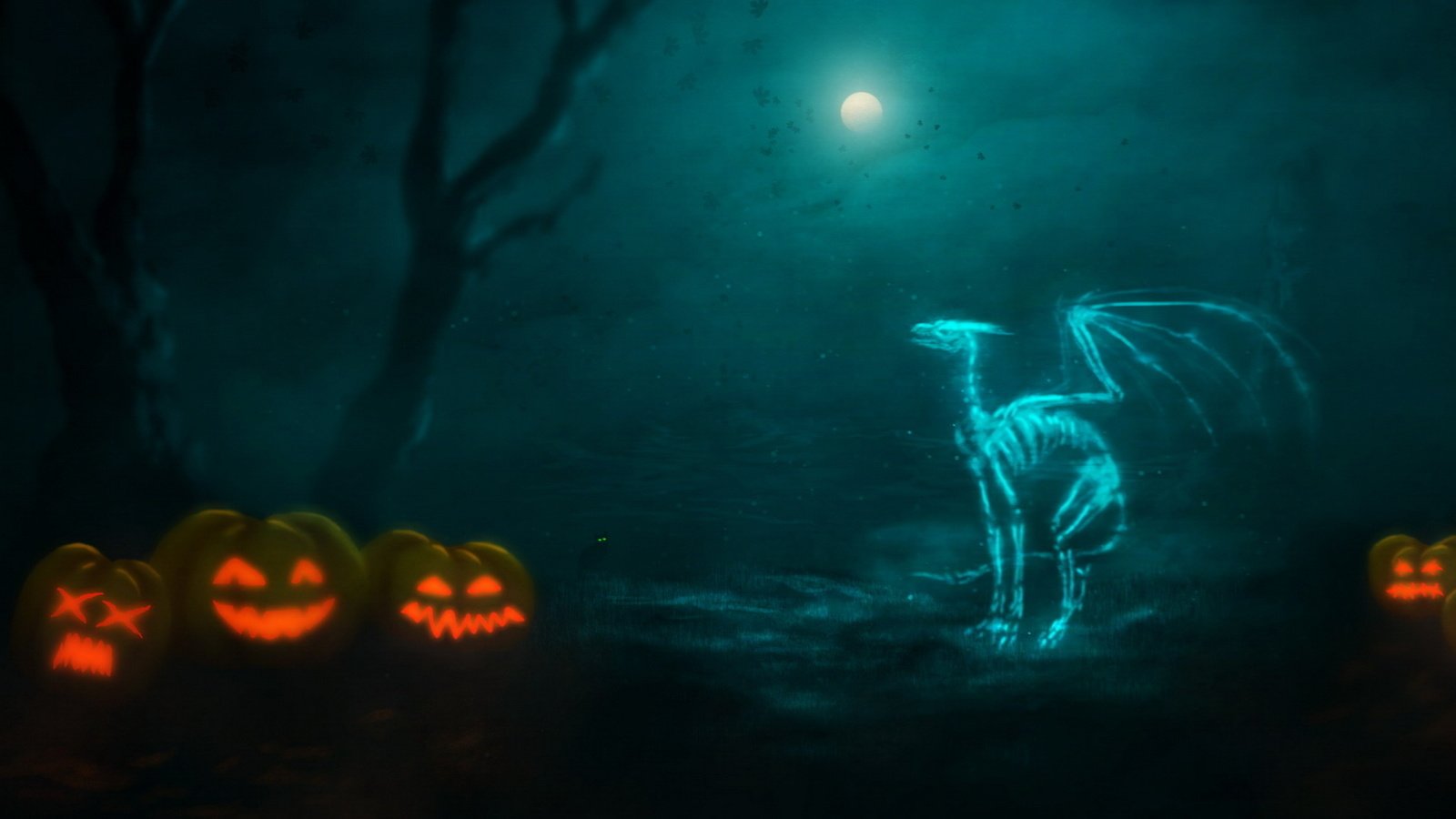 Обои дракон, тыквы, хэлоуин, dragon, pumpkin, halloween разрешение 1920x1200 Загрузить