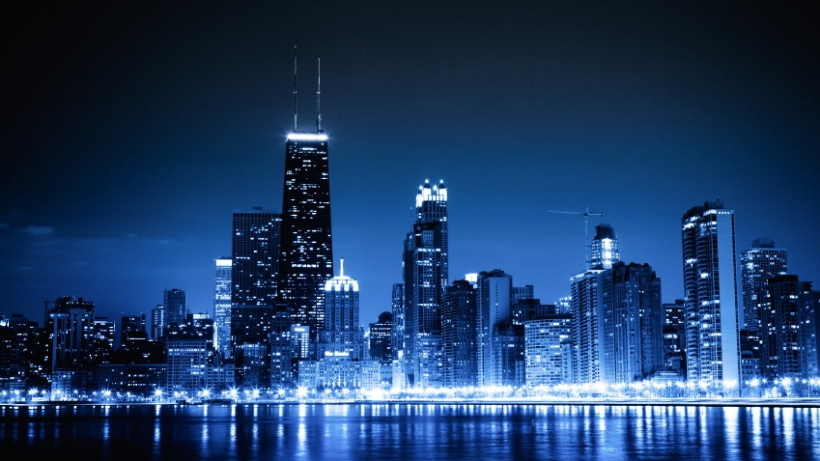 Обои ночь, чикаго, синие огни, сhicago, night, chicago, blue lights разрешение 1920x1278 Загрузить