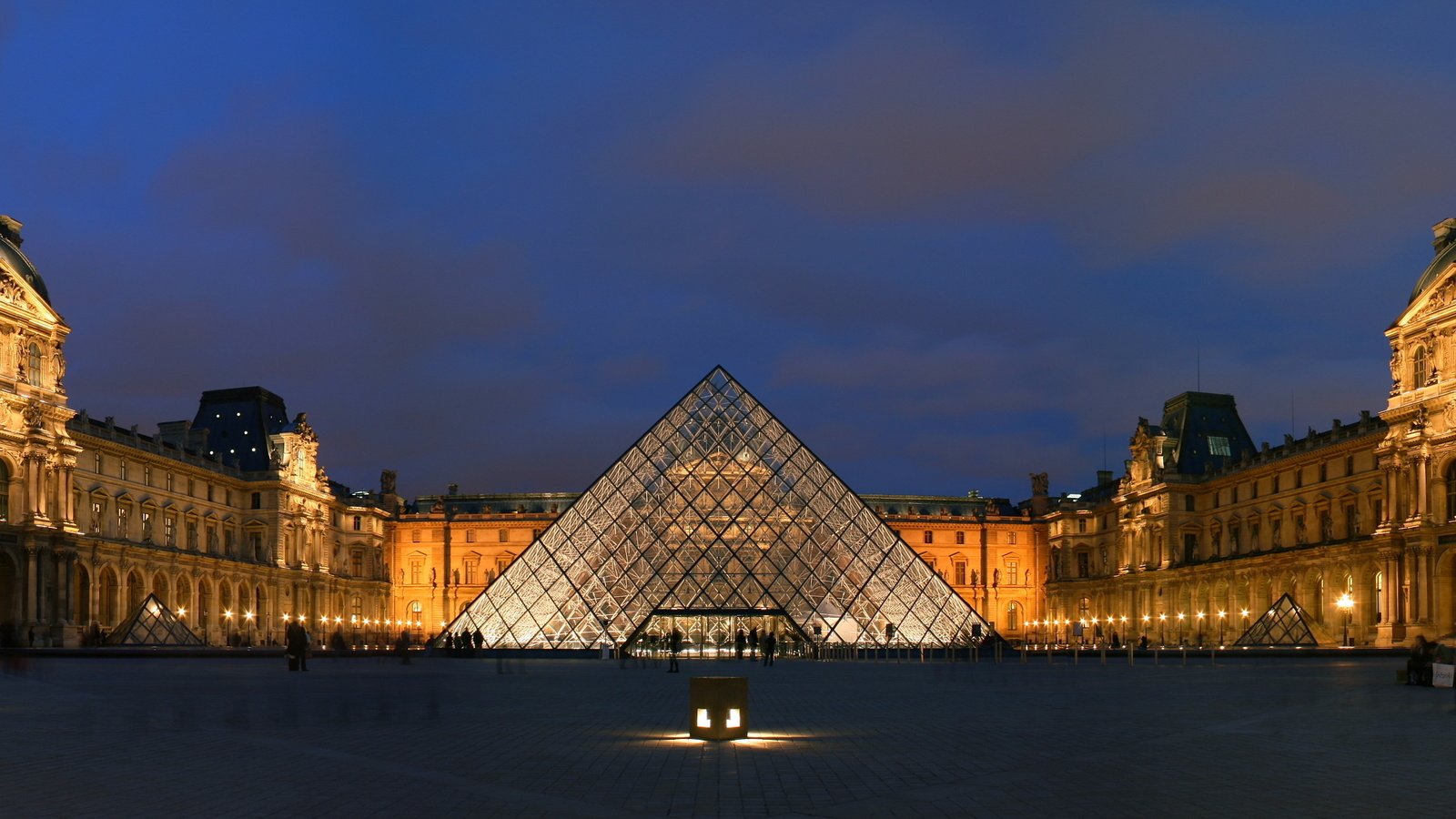 Обои париж, пирамида, лувр, paris, pyramid, the louvre разрешение 3048x1209 Загрузить