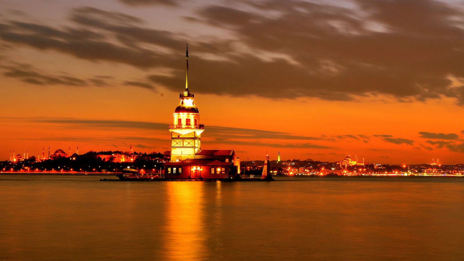 Обои закат, стамбул, девичья башня, maiden's tower, the maiden's tower, bosphorus, sunset, istanbul, maiden tower разрешение 3359x2092 Загрузить