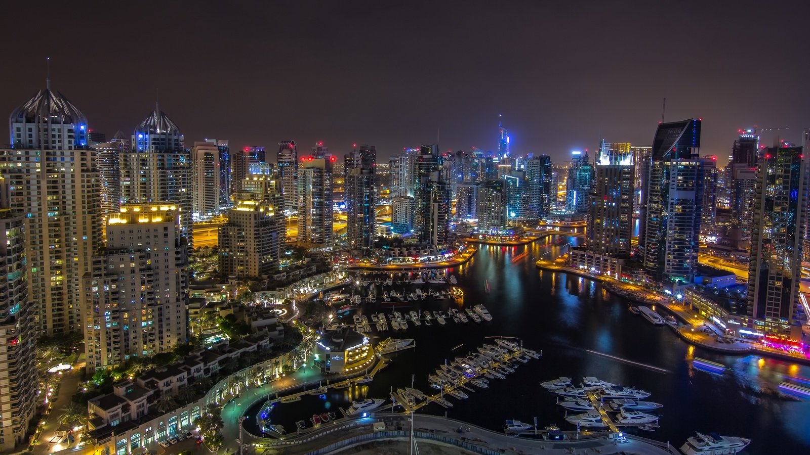 Обои панорама, ночной город, дубаи, дубай, оаэ, panorama, night city, dubai, uae разрешение 2880x1702 Загрузить