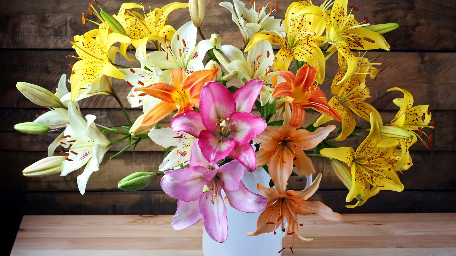 Обои букет, лилии, букеты, lilies, bouquet, lily, bouquets разрешение 3400x2500 Загрузить