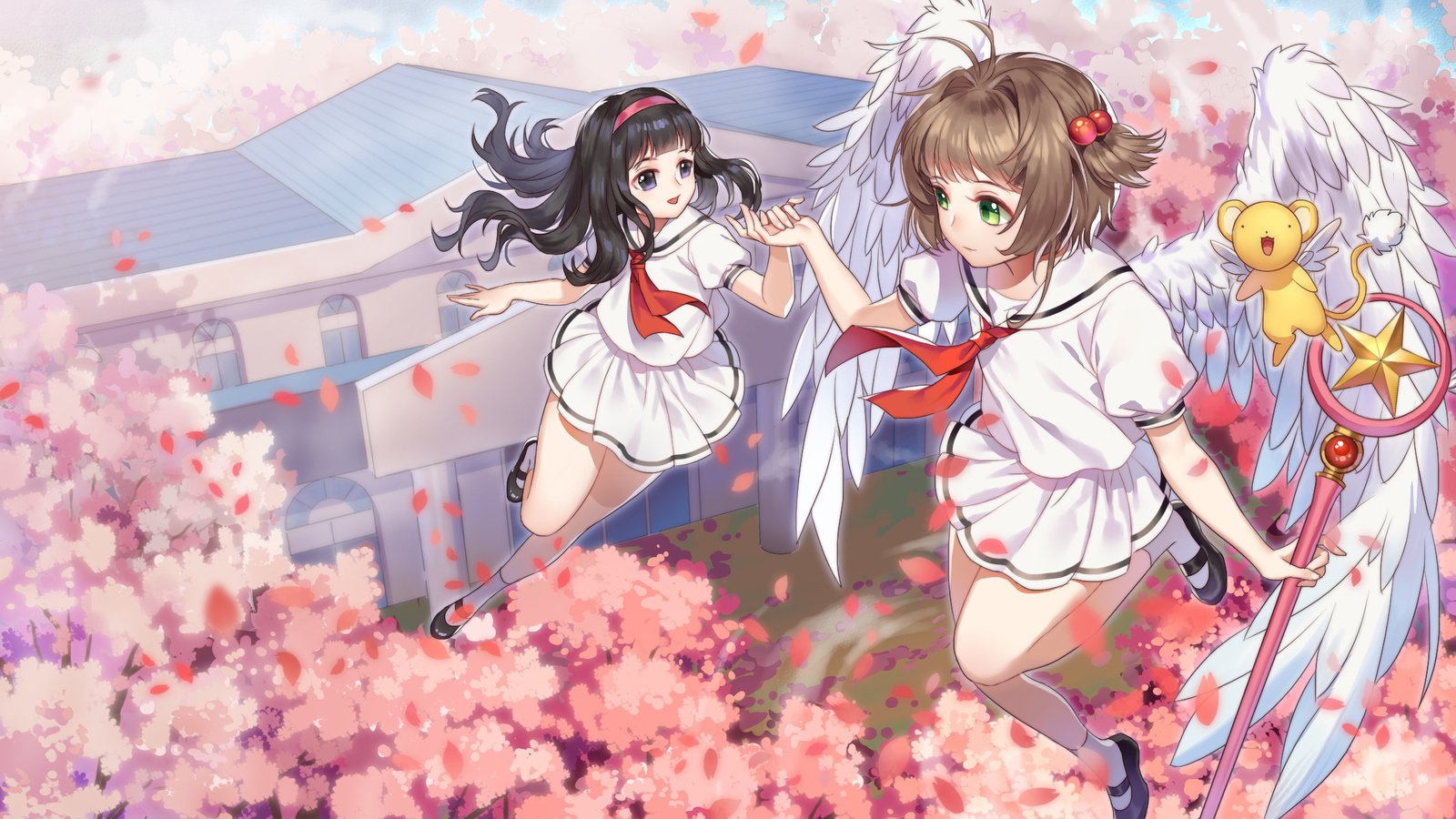 Обои летающие, cherry blossom, летны, крылышки, kinomoto sakura, blossom, anime girls, cardcaptor sakura, daidouji tomoyo, flying, flight, wings разрешение 2250x1405 Загрузить