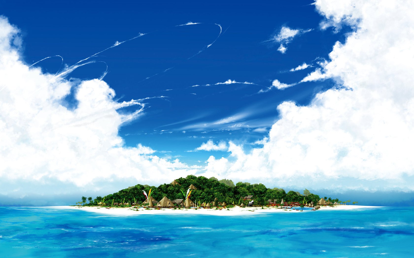 Обои небо, вода, море, песок, пляж, остров, the sky, water, sea, sand, beach, island разрешение 1920x1200 Загрузить