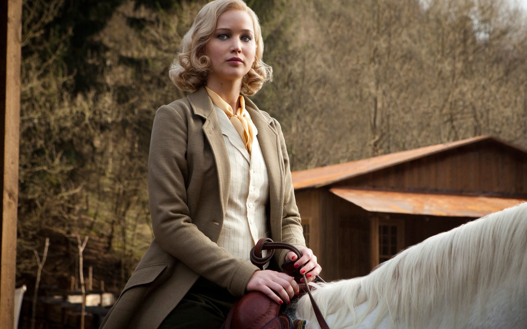 Обои лошадь, фильм, актриса, дженнифер лоуренс, serena, серена, horse, the film, actress, jennifer lawrence разрешение 4836x3224 Загрузить