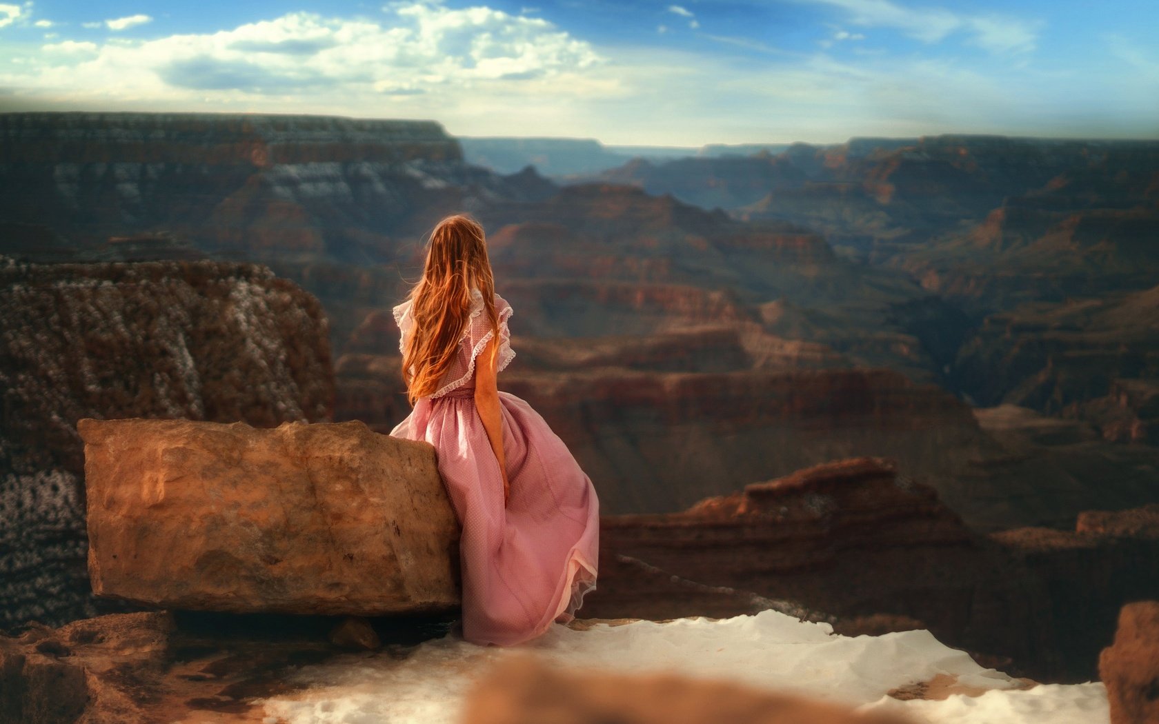 Обои небо, tj drysdale, большой каньон, девушка, утро, каньон, модель, камень, рыжеволосая, розовое платье, the sky, the grand canyon, girl, morning, canyon, model, stone, redhead, pink dress разрешение 2048x1365 Загрузить