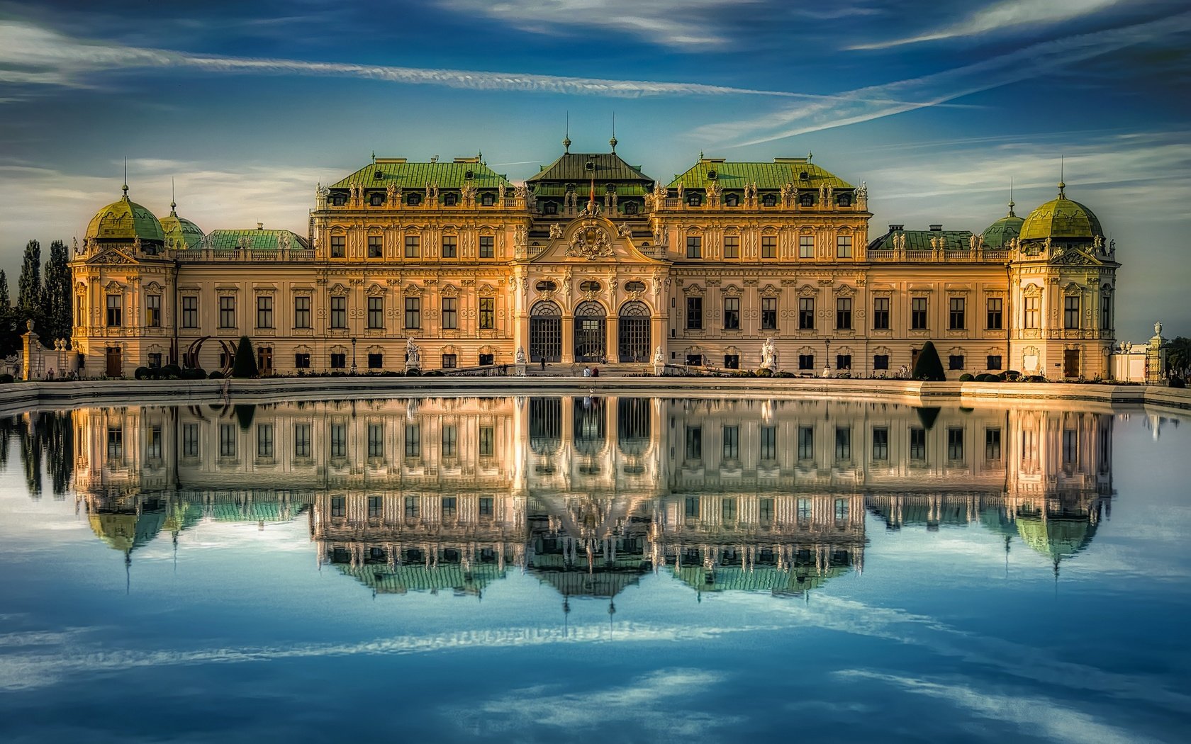 Обои вода, отражение, австрия, вена, бельведер, water, reflection, austria, vienna, belvedere разрешение 2048x1354 Загрузить