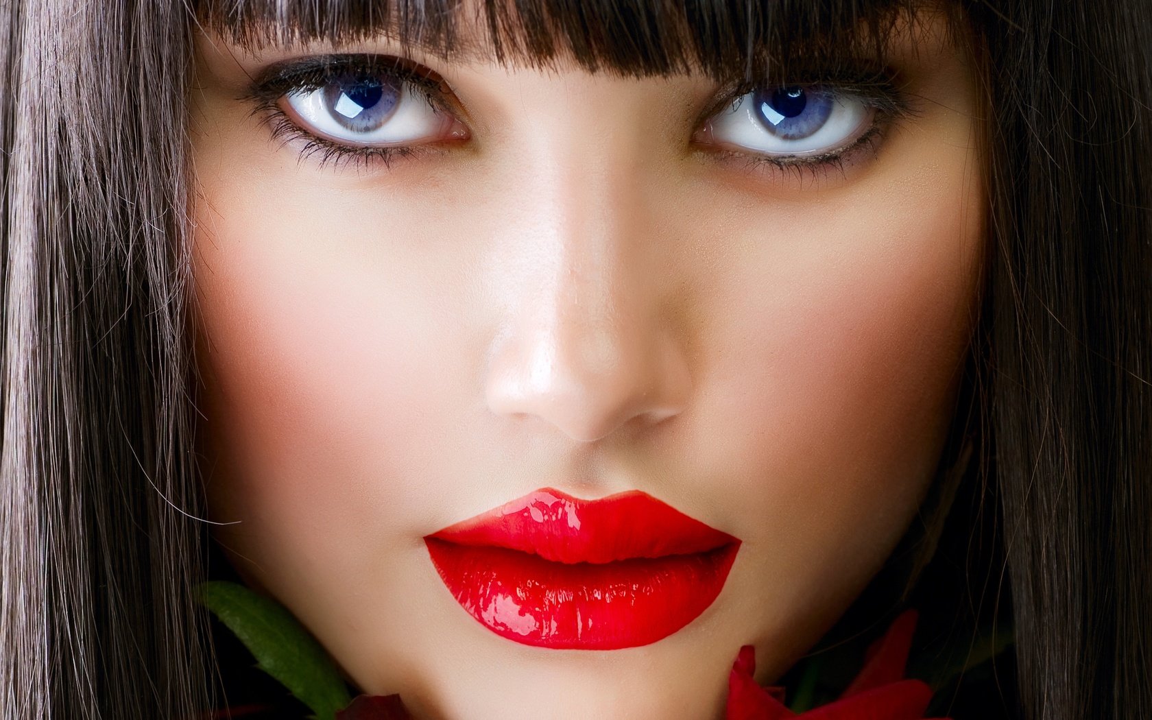 Обои девушка, помада, цветок, красные губы, портрет, челка, брюнетка, взгляд, модель, губы, лицо, girl, lipstick, flower, red lips, bangs, portrait, brunette, look, model, lips, face разрешение 5203x4102 Загрузить