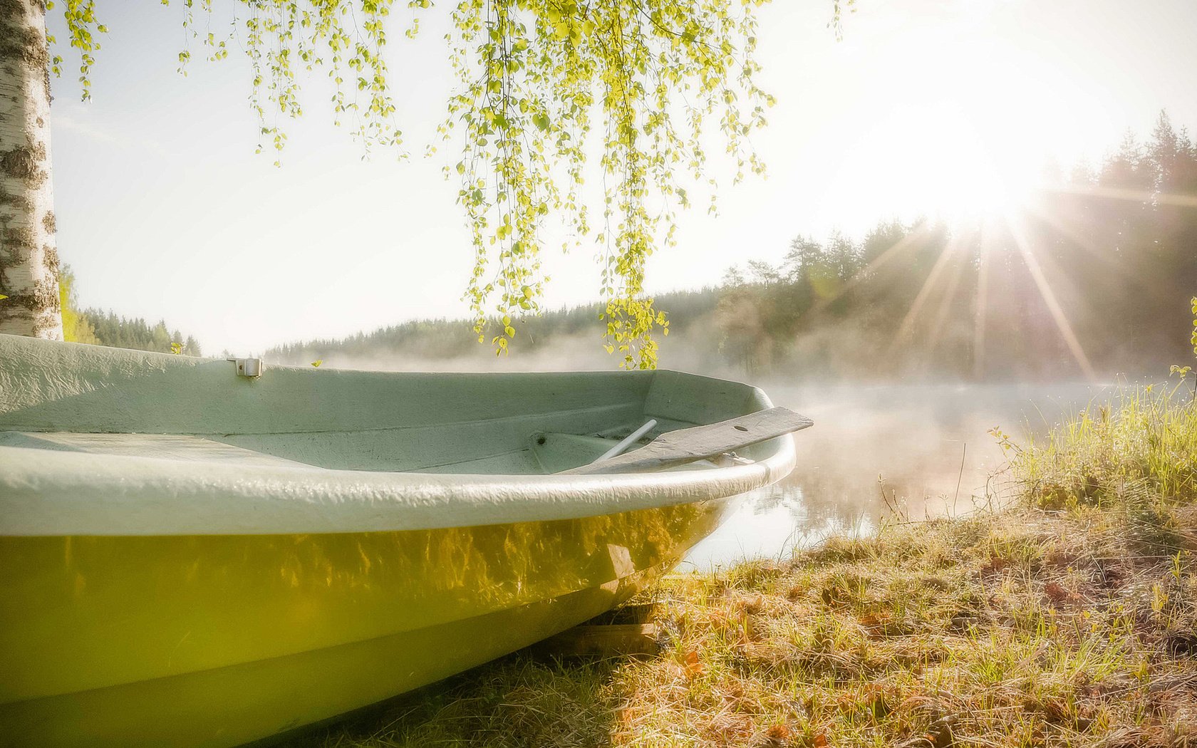 Обои река, солнце, лодка, river, the sun, boat разрешение 1920x1200 Загрузить