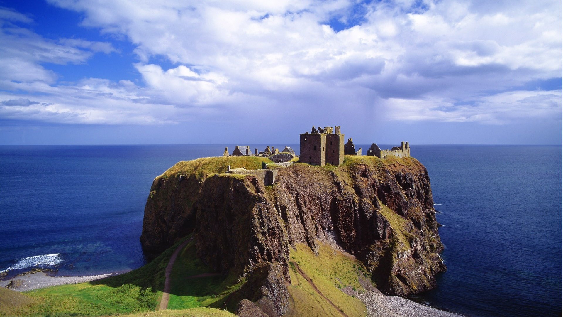 Обои природа, пейзаж, скала, замок, крепость, шотландия, утес, замок данноттар, dunnottar castle, данноттар, nature, landscape, rock, castle, fortress, scotland разрешение 1920x1200 Загрузить