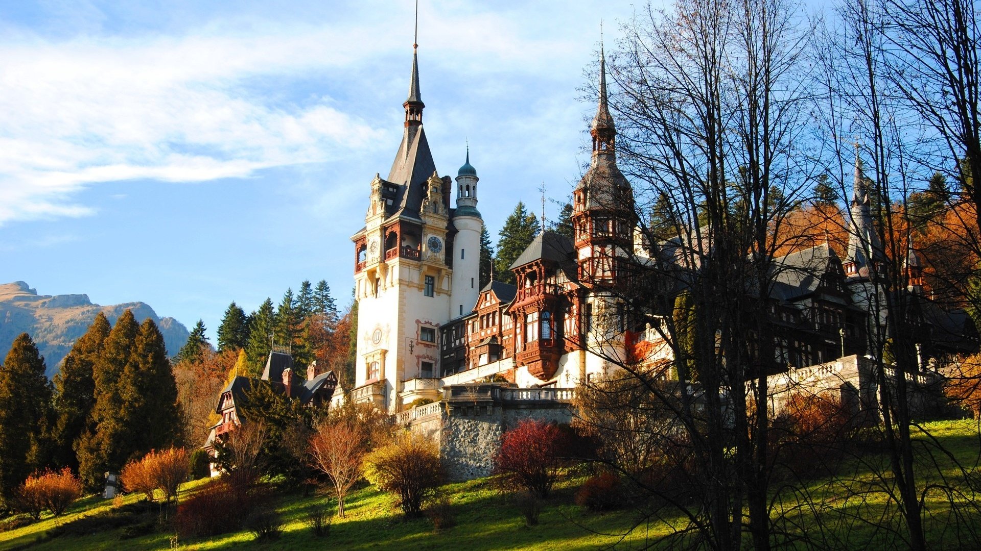 Обои замок, осень, здание, румыния, просто красиво, castle, autumn, the building, romania, just beautiful разрешение 1920x1285 Загрузить