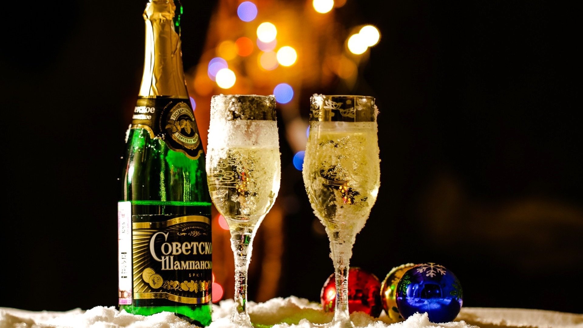 Обои новый год, бокалы, праздник, шампанское, огоньки, new year, glasses, holiday, champagne, lights разрешение 1920x1280 Загрузить