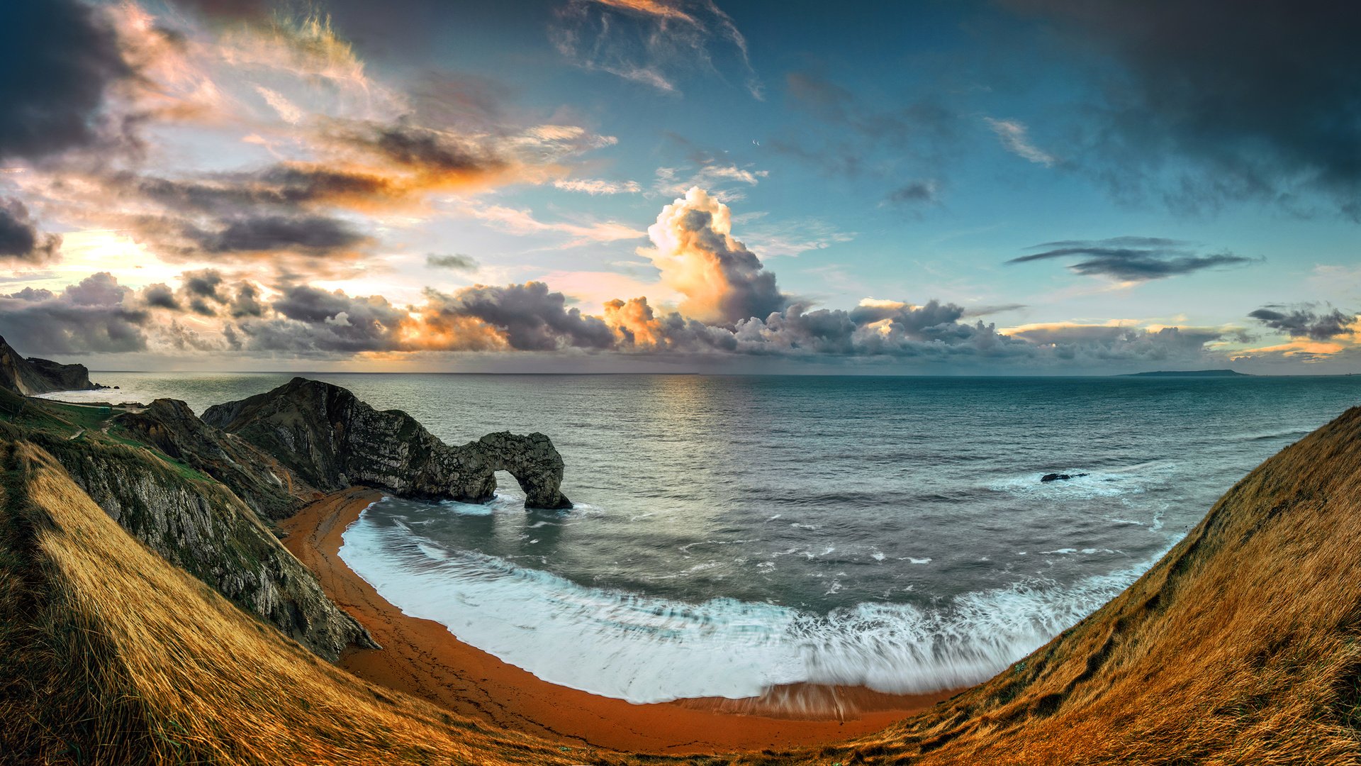 Обои скалы, пейзаж, побережье, океан, англия, арка, durdle door, the narratographer, дердл-дор, rocks, landscape, coast, the ocean, england, arch, deral-dor разрешение 3000x1533 Загрузить